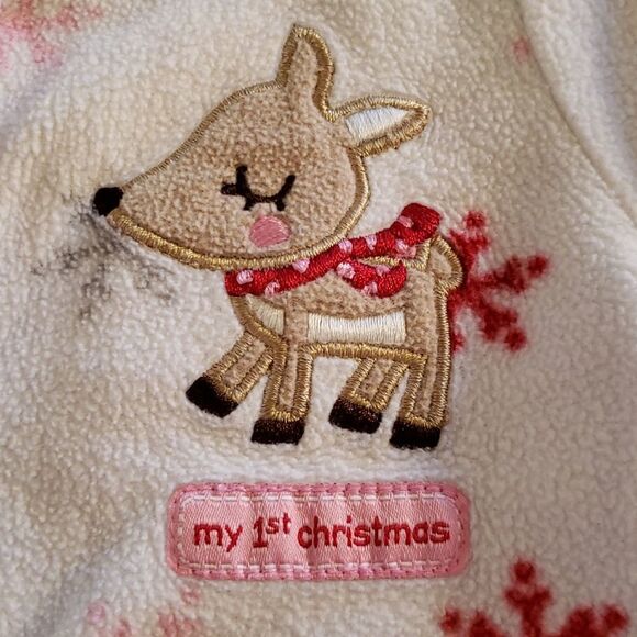 Carter's "My 1st Christmas" Reindeer Snowflakes Footed Sleeper Sz 6-9 Mos - Picture 1 of 5